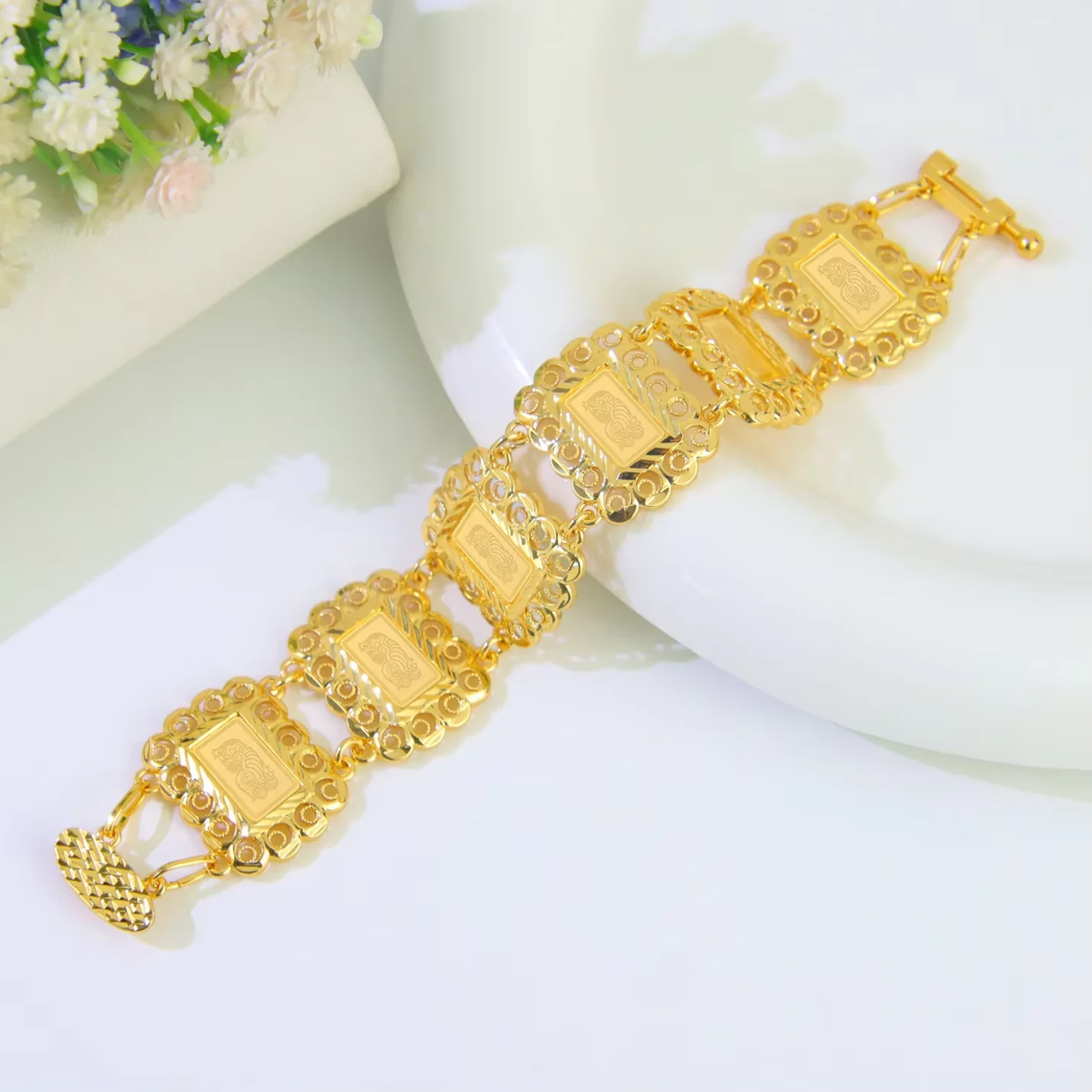 Arabisches Mode-Münzarmband 21k Vergoldet Oman Braut Hochzeit Manschettenarmband Habesha Frauen Event Party Schmuck – Detail 24