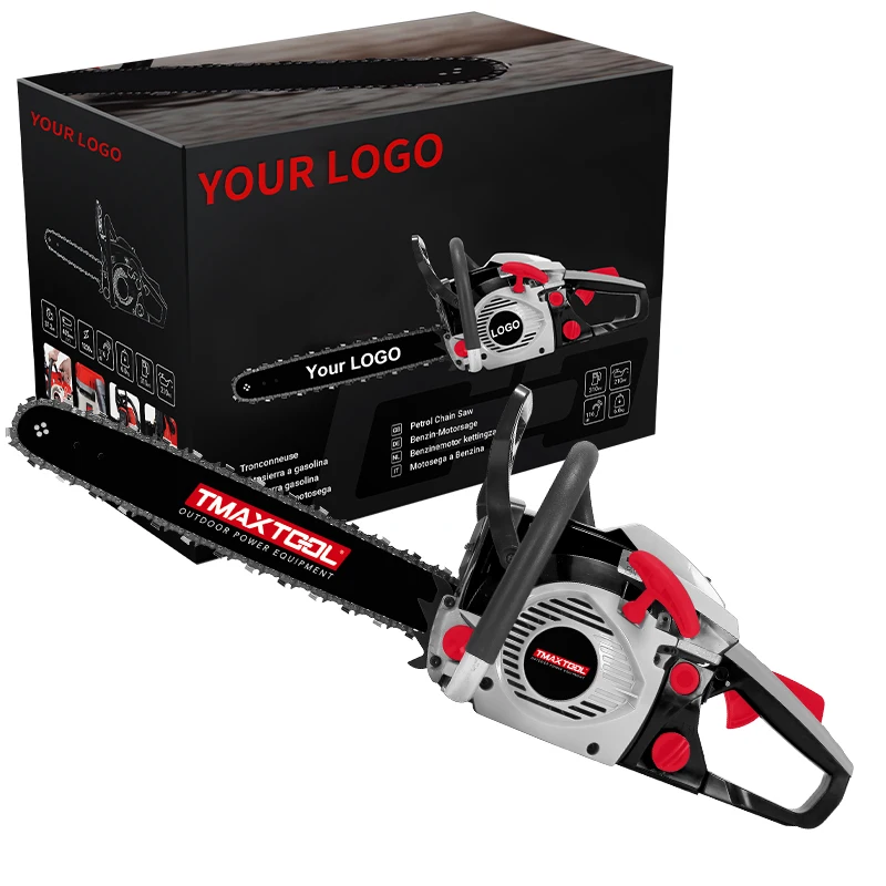 Power Professional 63cc Petrol Gasoline Chain Saw Industrial Grade With 16''-24'' Bar Guide For Wood Cutting