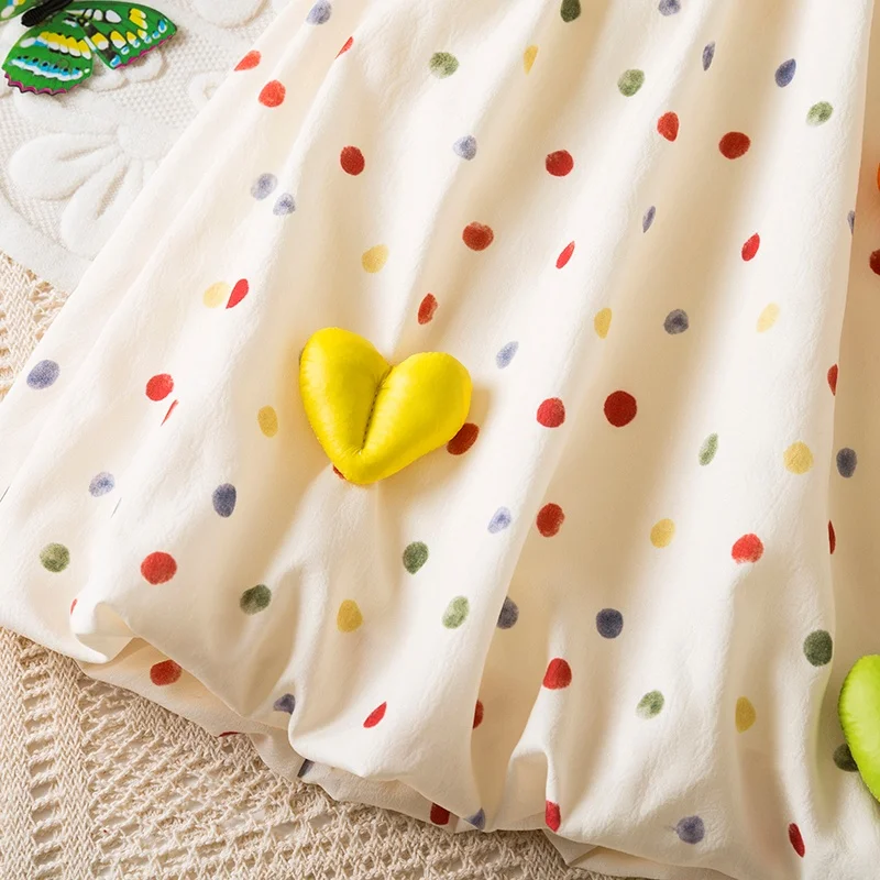 Mädchenkleider Sommer Bunte Gepunktete Baumwollkleider für Mädchen Niedliche Strandkleider für Babys Babykleidung – Detail 6