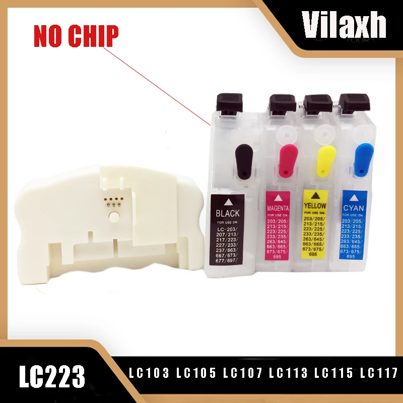 Фото Многоразовый картридж для чернил Vilaxh + быстрое сброс чипа для Brother LC103 LC105 LC107 LC113 LC115 LC117 LC123 LC125 LC127 LC133 №1