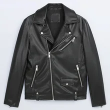 

New Spring Autumn Man Black Faux Leather Jacket Fashion Zipper Solid Biker Coat Men