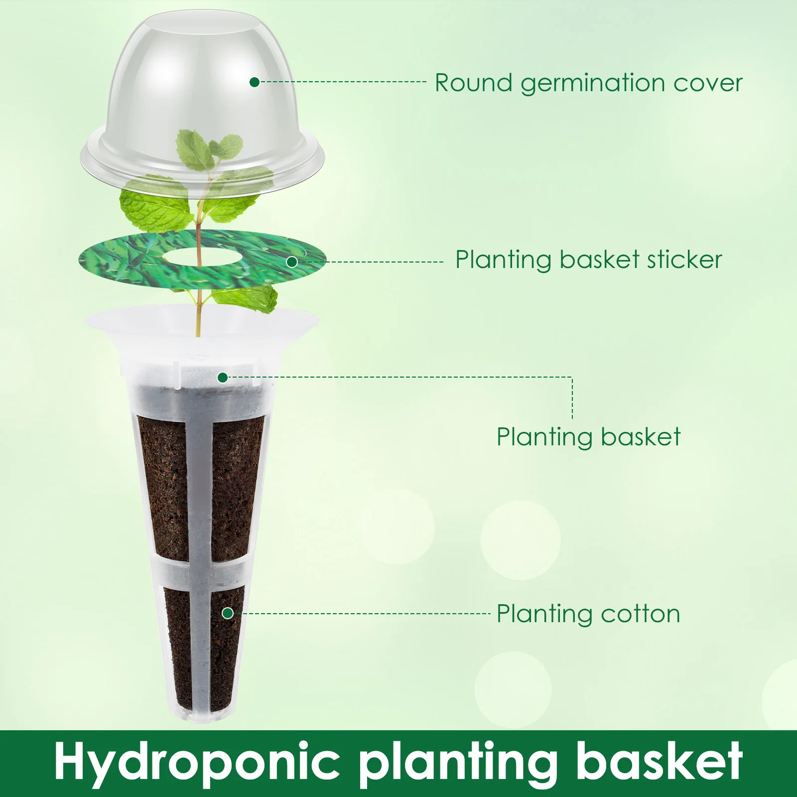 Hydroponics Pods Kit with Grow Sponges, Lids, Labels, Tweezers & Planting Accessories (50-Piece Set)