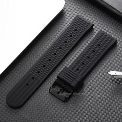 Deluxe Silicone Waterproof Watchband Replacement Strap - 22mm (Black - black)
