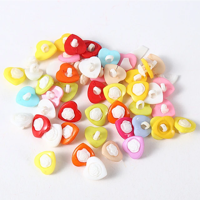 Heart Button Crafts Projects  Heart Shaped Buttons Bright - 14mm 100pcs  Mix Color - Aliexpress