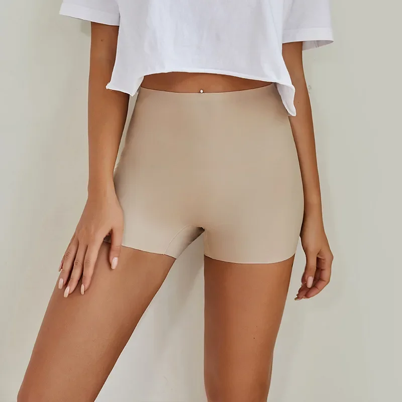 Safety Shorts High Waist Shorts High Waist Panties Seamless Panties Safety Pants High Waist Underwear Ice Silk High Waisted Women's Panties Abdomen Seamless Safety Short Pants Non Curling Body Shapewear Belly Shaper Shorts