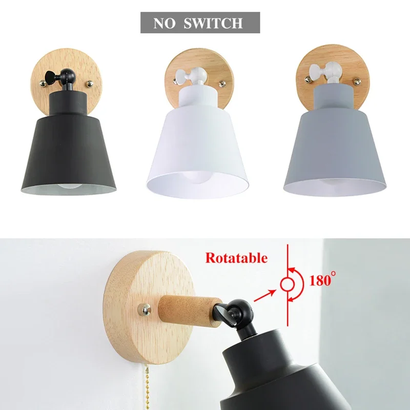 Modern Simple Wooden Macaron LED Wall Light Scandinavian Switch Light Horizontal Study Aisle Staircase Indoor Lamps and Lighting led light led wall lamp wall light