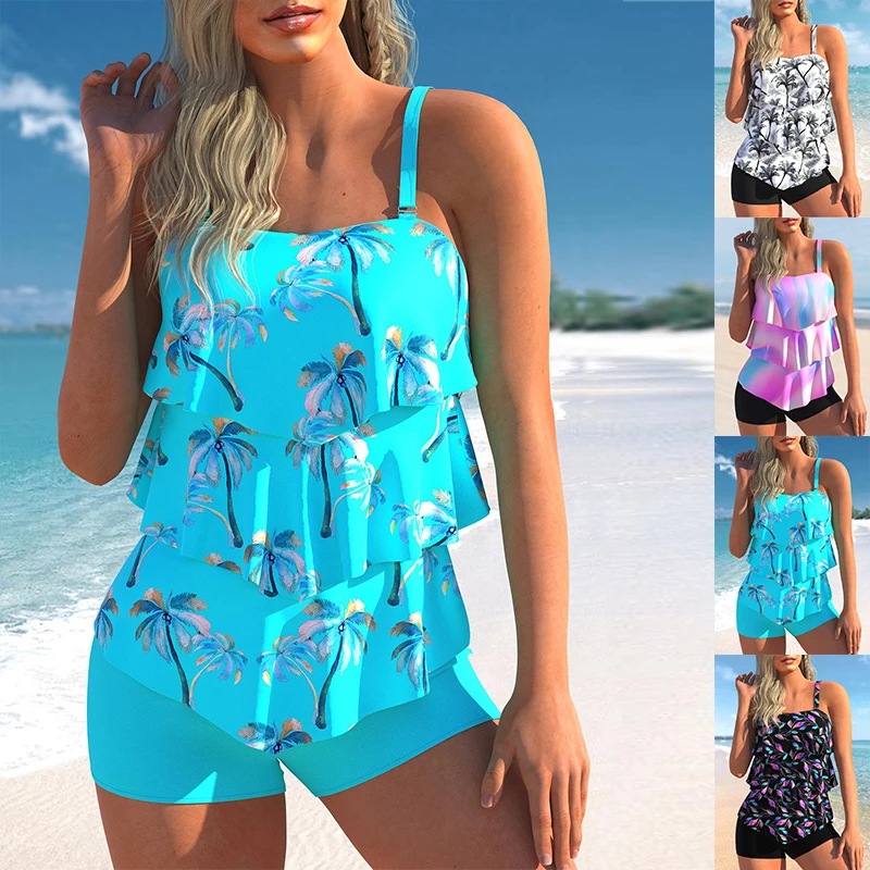 

2023 Women's Sexy Beach Swimwear Tankini Two Piece Swimwear Print Tankini Beach Summer Fashion Beach Women's Swimwear Set