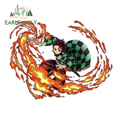 EARLFAMILY – autocollants de voiture de personnalité, 13cm x 10cm, pour Demon Slayer Tanjirou Cool, décor Anime, accessoires de voiture, décalcomanie étanche 