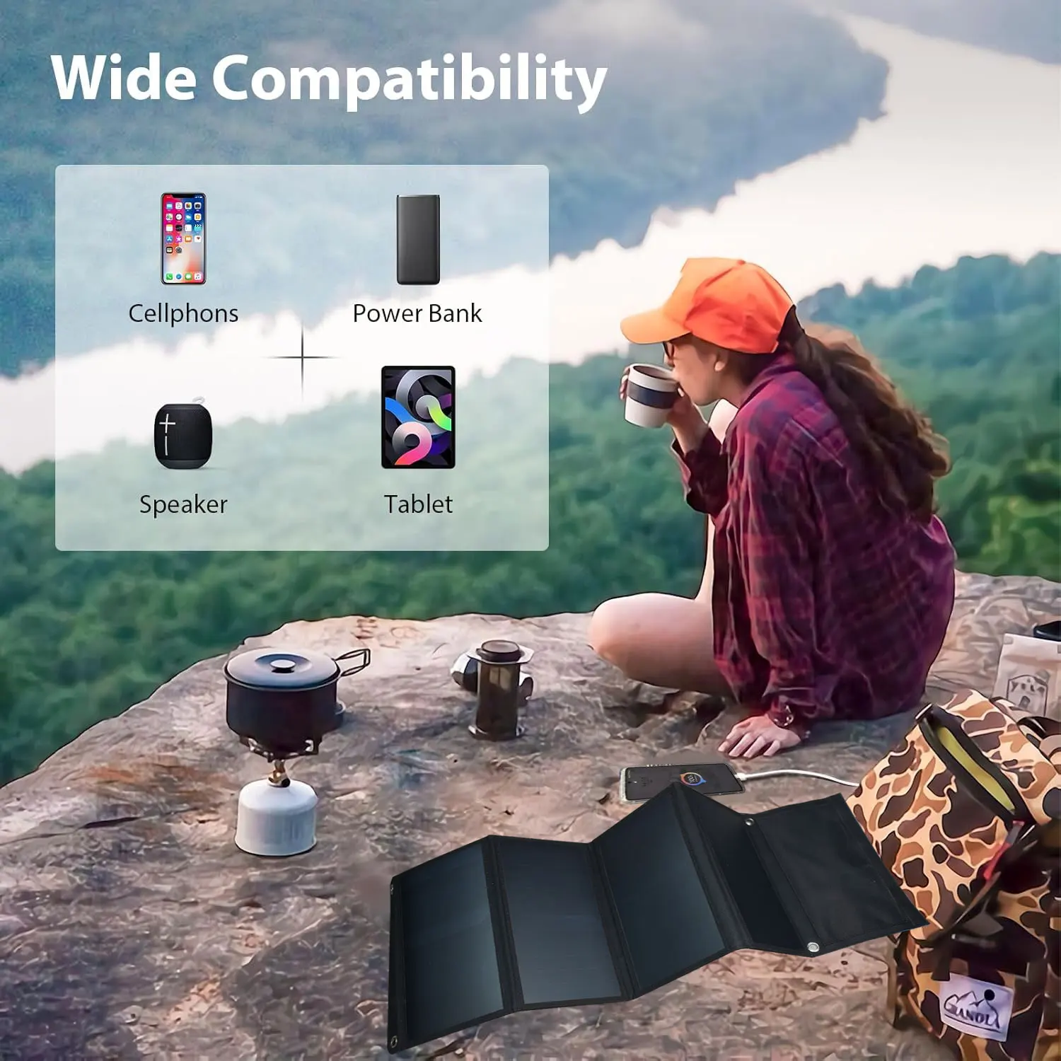 Portable Solar Panel 28W Rechargeable Solar Charger, Suitable for Mobile Phones, Small Power Banks