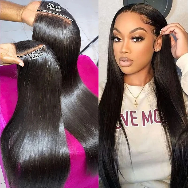Human hair wig 30 Inch Bone Straight Lace Front Wigs Human Hair Transparent 13x4 HD Lace Wig 13x6 Human Hair 180 Density Black Wigs For Women