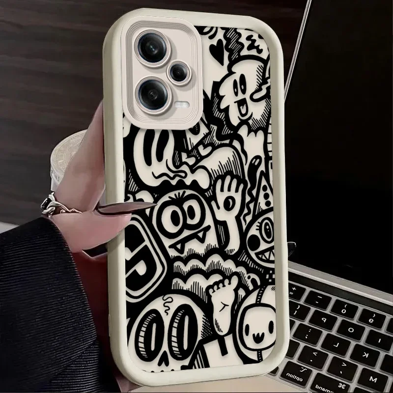 Graffiti Design Silicone Phone Case - Black