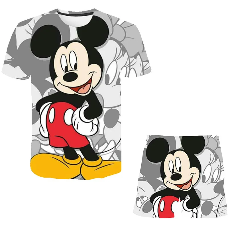 

Mickey Mouse Clothes Sets Baby Girls Fashion Disney T Shirts+Short Pants 2pcs Clothing Cartoon Casual Costumes Outfits 1-14 Yrs