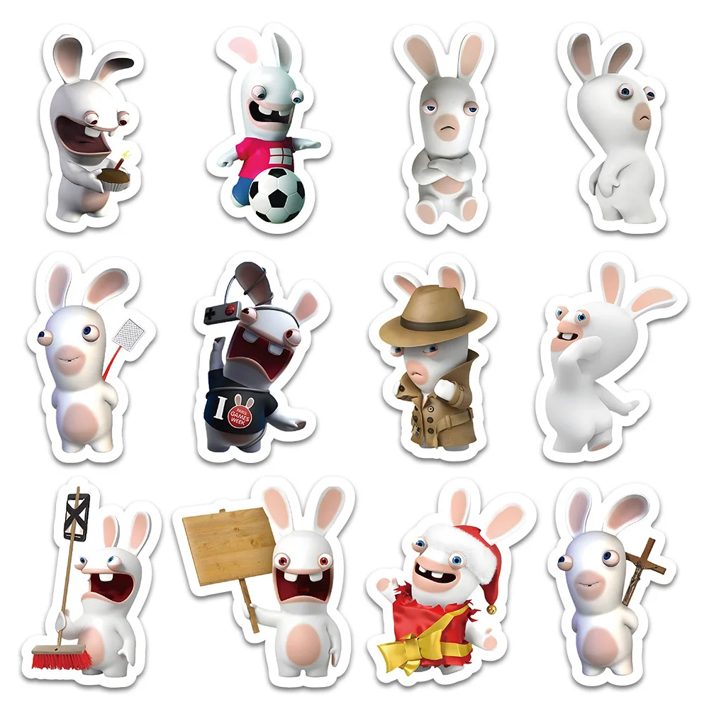 Rabbids Invasion Cartoon Stickers 10/30/50/104PCS Animation Decals Diary Scrapbook Luggage Laptop Phone Car Bike Skateboard Toy cartoon stickers decorative stickers animal stickers car sticker decal cartoon animal stickers