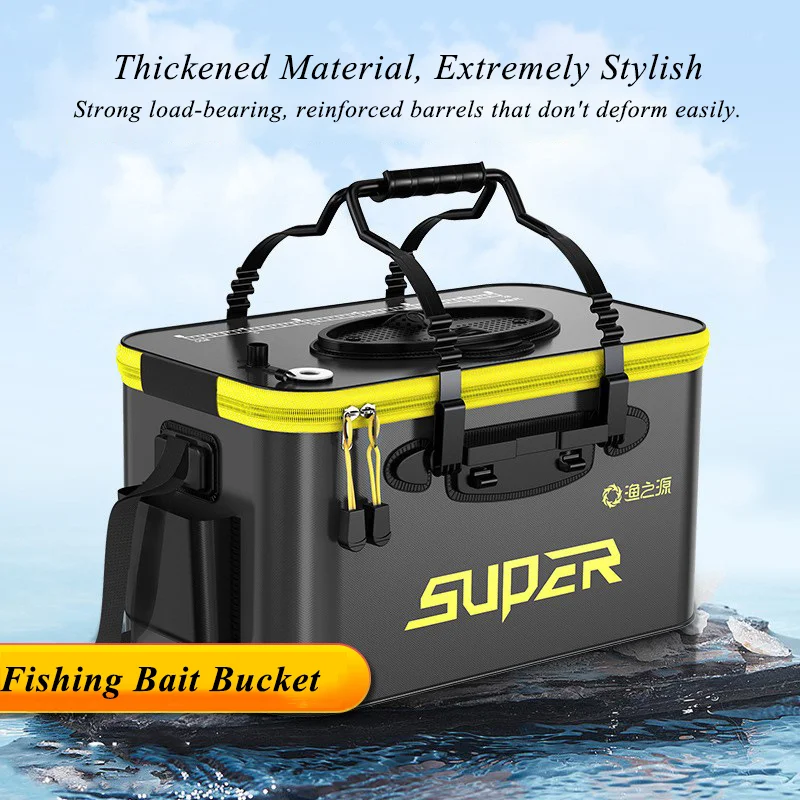 Fishing Bucket Live Bait Portable Foldable Bucket with Aeration Hole Oxygen Pump Outdoor Camping EVA Fishing Bag Fish Protection 1