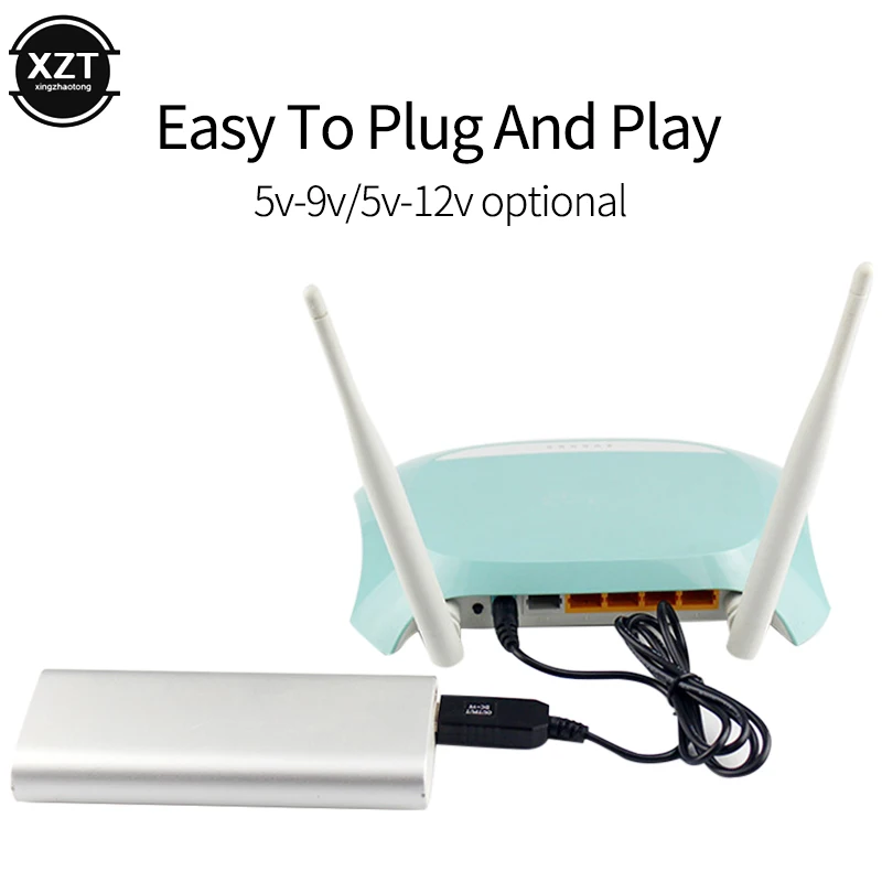 

USB Charging Cable DC 5V to 9V / 12V Power Supply Router Adapter Step Up Module Boost Converter 2.1x5.5mm Wire