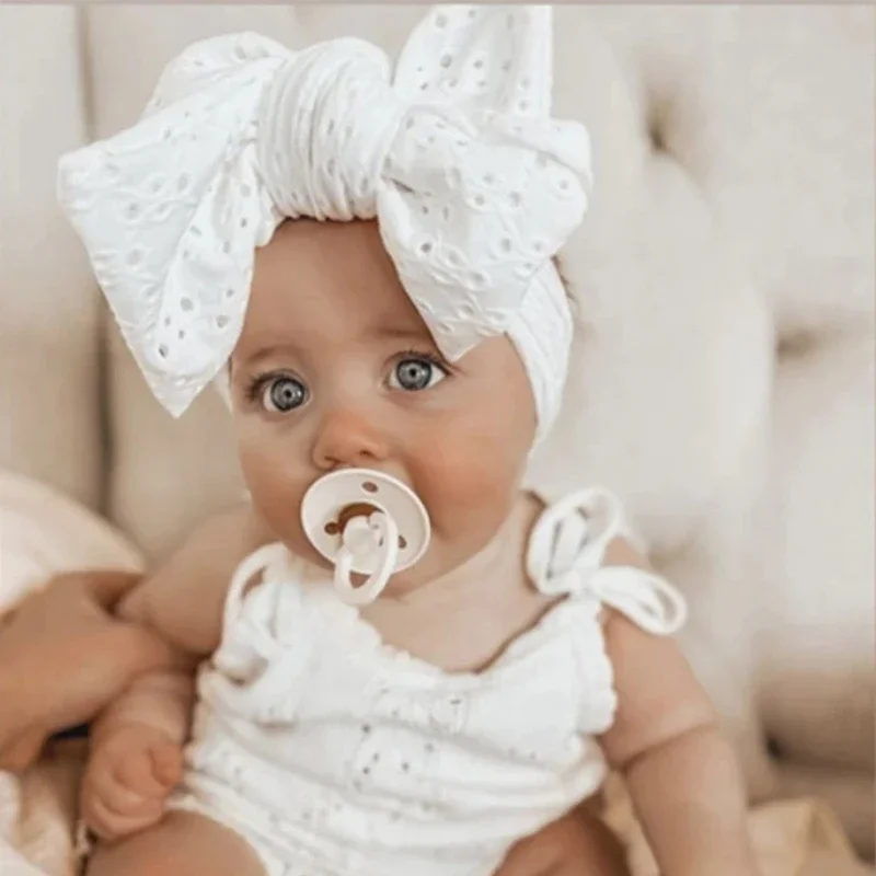 Baby Girl Bows Headband Newborn Turban Hole Hairband Embroidery Accessory Kids HairBand Outdoor Summer Toddler children HeadWrap AliExpress