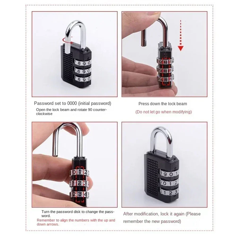 Description Picture 4 of itemCombination Padlock 4 Digit Password Locks Suitcase Luggage Metal Waterproof Password Padlock for School Locker Gym Locker Gate