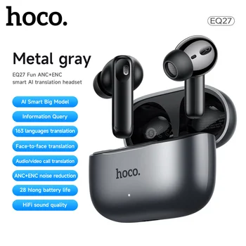 HOCO EQ27 AI ANC + ENC Smart AI Cuffie di traduzione Auricolari Bluetooth Cuffie sportive Auricolari HIifi con scatola di ricarica APP NUOVO