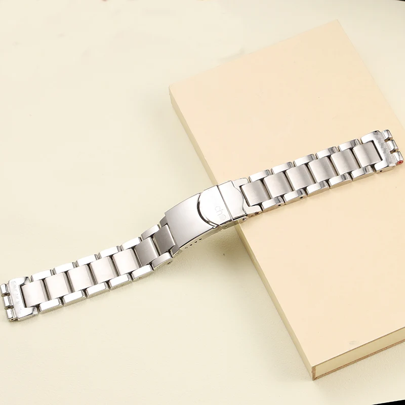 

22*20mm 19*17mm Side Polished Middle Frosted Stainless Steel Watchband For Swatch Watch Band Strap Metal Wrist Bracelet Logo On