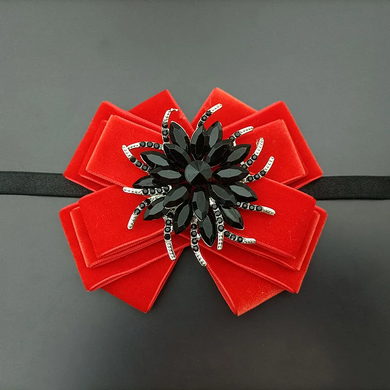 Samt-Strass-Fliegen für Herren, britisches französisches Business-Bankett, Anzug, Hemd, Accessoires, Hochzeitskragen, Blume, handgefertigte Geschenke – Detail 13