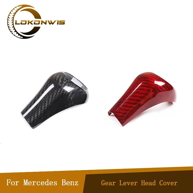 Car Gear Shift Head Real Carbon Fiber Cover Decalcomanie Sticker Per Mercedes Benz A C E G Class Glk Cls W169 W204 W212 C219 W463 X204