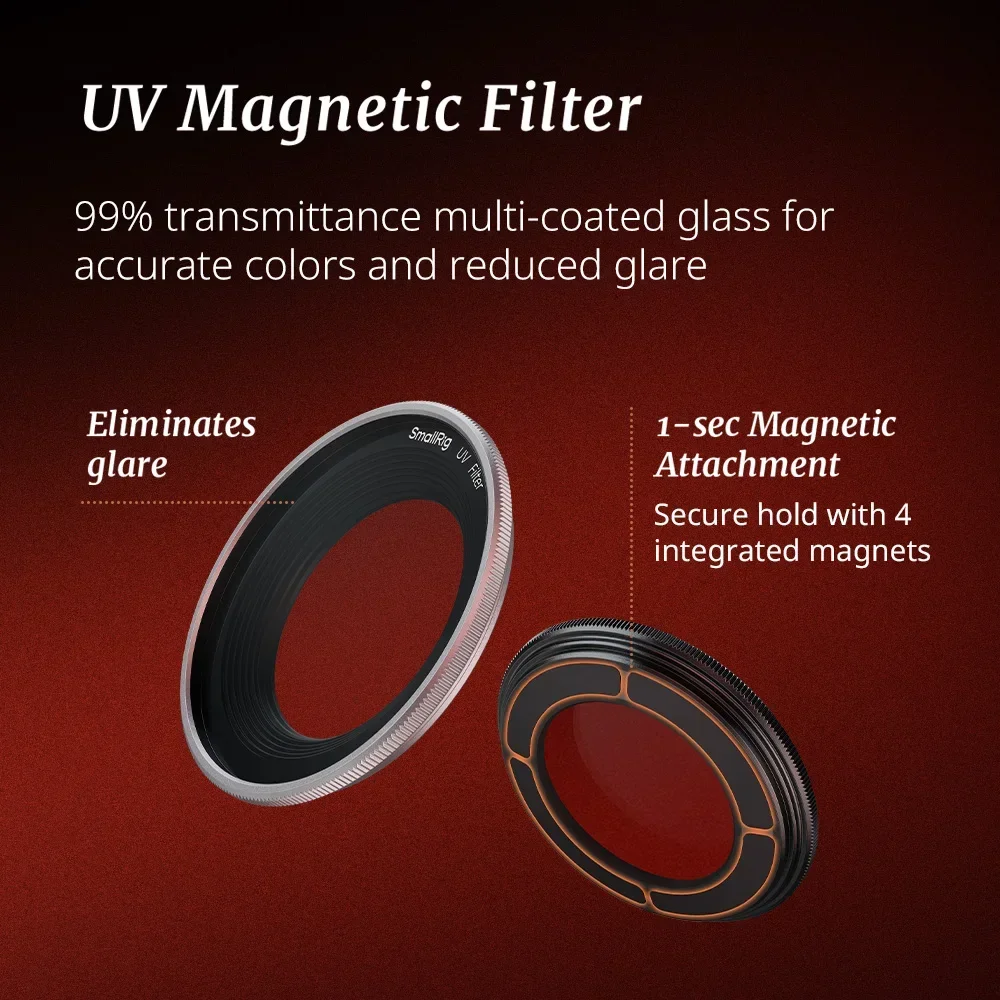 SmallRig Magnetic Camera UV Filter for FUJIFILM X half Black/Sliver Color Can Ch