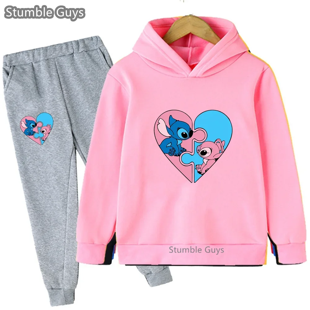 Disney Anime Stitch Hoodie Set Girls Children Cartoon Clothes Kid Boys Lilo Stitch Sweatshirt Manga Hoody Baby Casual Tops - Image 5