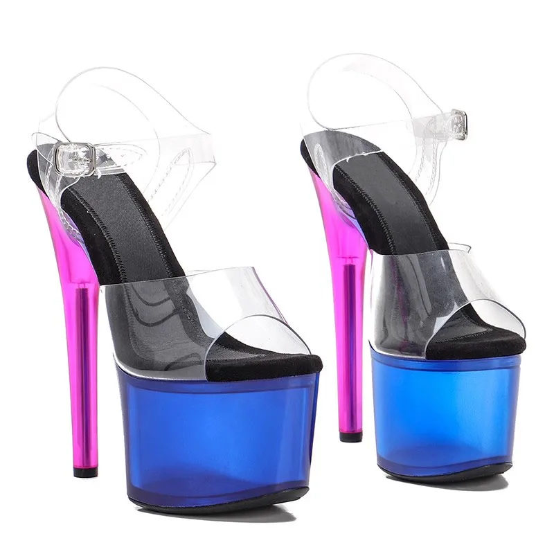 

LAIJIANJINXIA New 17CM/7Inch PVC Upper Sexy Exotic Women Sandals Platform Fashion High Heels Pole Dancing Shoes 018