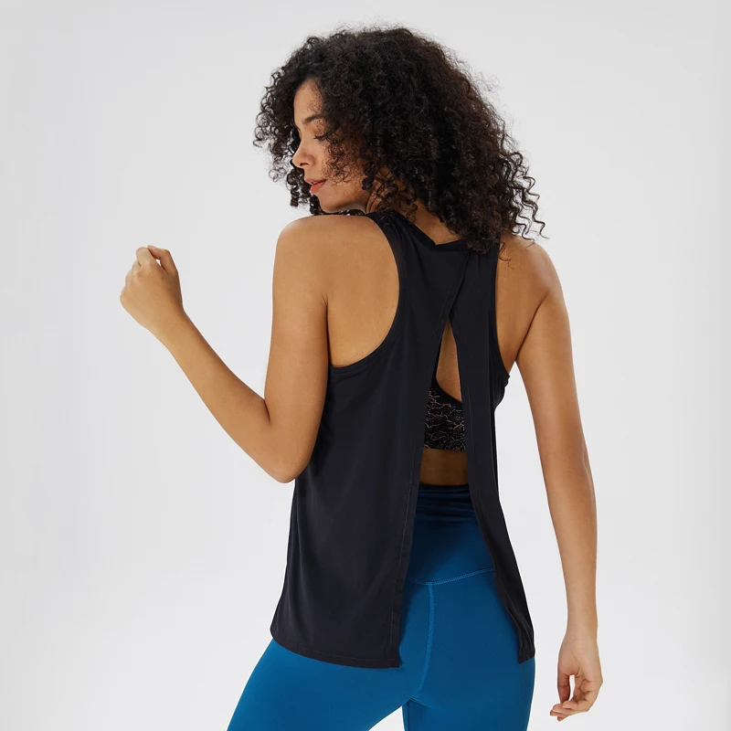 Women Yoga Top Sports Shirt Yoga Tank Top Loose Shirt Ladies Workout Tops
