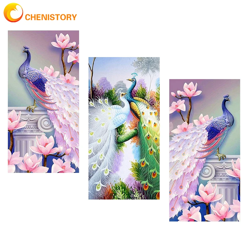 

CHENISTORY 60×120cm Painting By Number On Canvas Painting Peacock Oil Paint By Numbers Handpainted Diy Gift Home Wall Decor Set