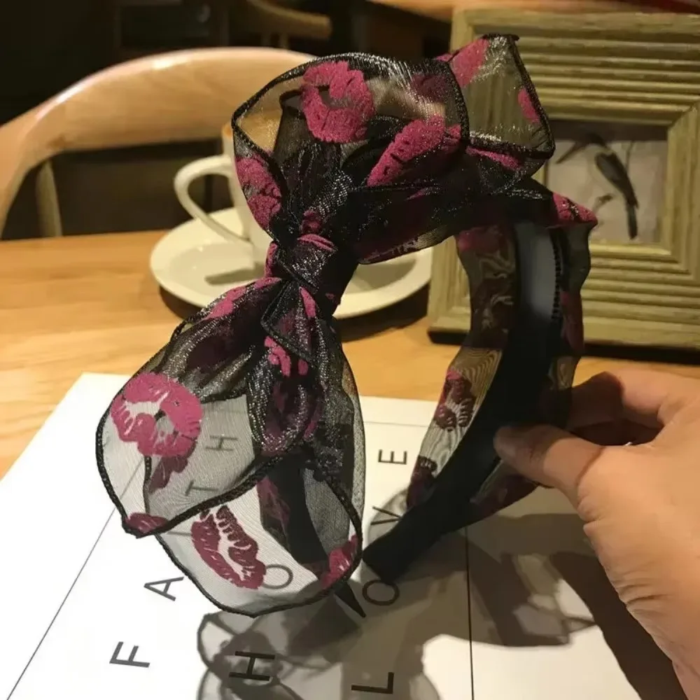 2024 Fashion Trend Women's Wide Headband Bow Knot Cross Sweet Korean Style Polka Dot Hairband Cute Hair Hoop Headwear Headdress