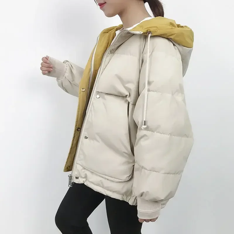Women's Down Padded Jackets Thickened Hooded Winter Female Coats 2024 New Autumn Jacket Parkas Female Solid Clothes Short Loose