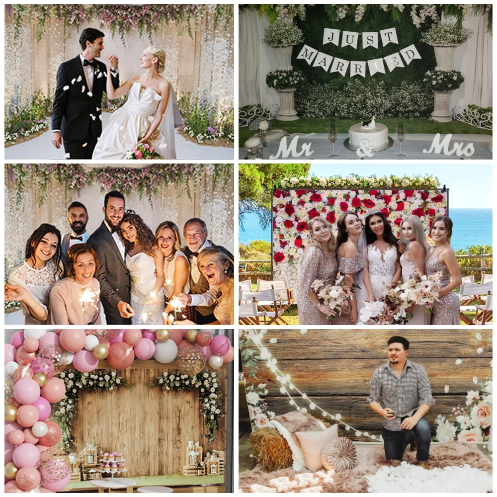 Photo Backdrop Wedding Scene Photography Flowers Wall Floral Bridal Shower Ceremony Baby Birthday Photographic Studio