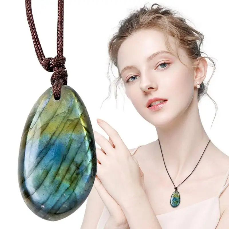 

Natural Labradorite Original Stone Pendant Crystal Jasper Stone Charm Healing Energy Crystal Quartz Stone Pendants For Women Men