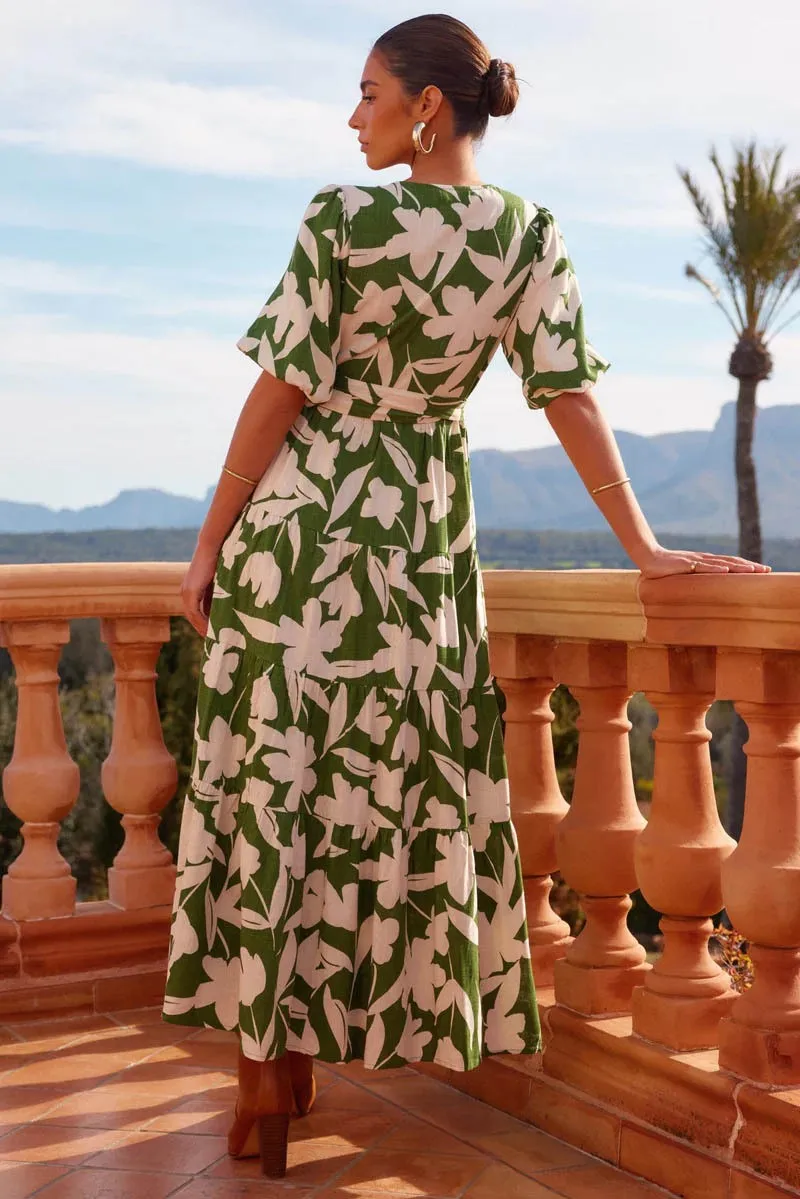 Description Picture 3 of itemSummer New Dress Women's Temperament Casual V-neck Printed Mid-length Loose Versatile Dress Women's Fashionable And Elegant