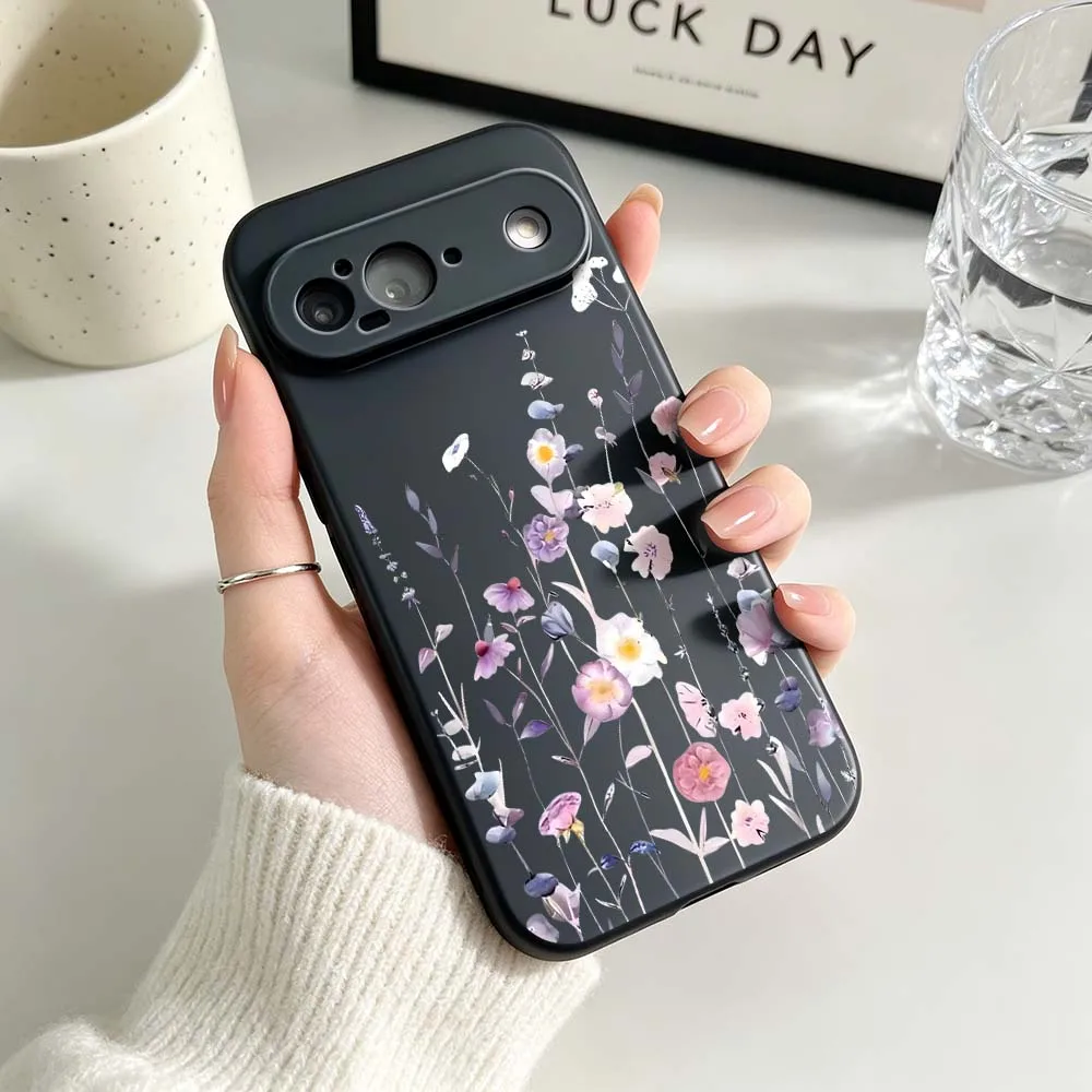 Embossed Floral Pattern Black Soft Silicone Phone Case