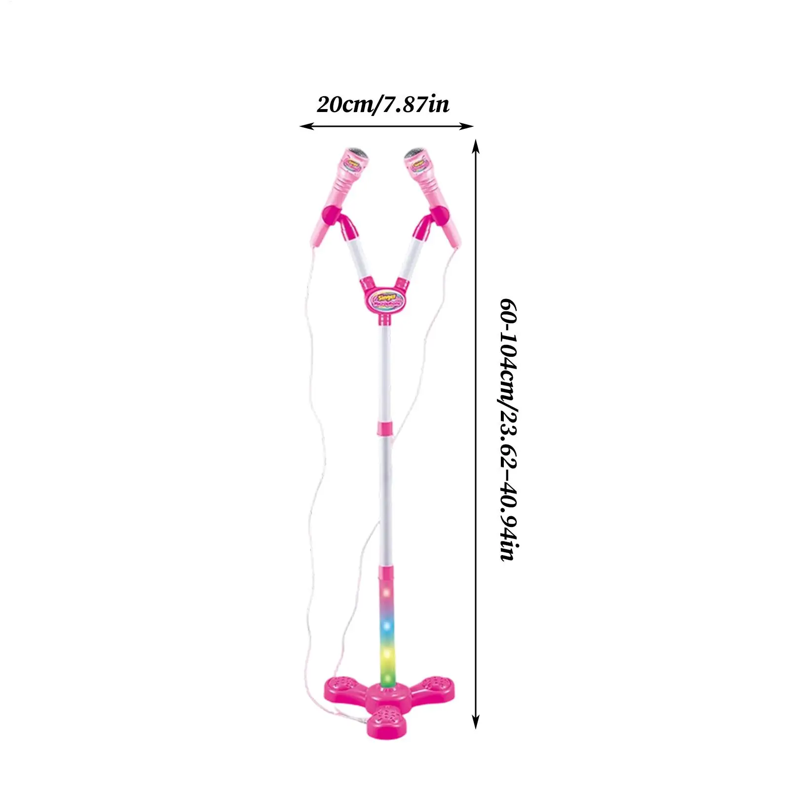 스탠드가있는 어린이를위한 마이크 다채로운 빛으로 노래하는 장난감 소년 소녀 유치원생 생일을위한 어린이 마이크 장난감