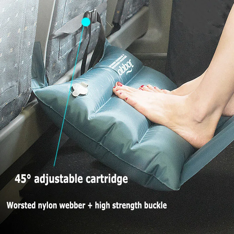 Comfort Car Footrest Hammock Airplane Hammock Travel Cot With Pillow Inflatable Foot Rest Plane Car Travel Accessory 5