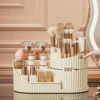 Makeup Organizer Carousel with 360 Degree Rotation  Plastic Countertop Cosmetic Storage Display Multi Compartment Organizer 4