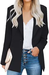 Casaco de blazer de escritório de trabalho fino de manga comprida casual feminino