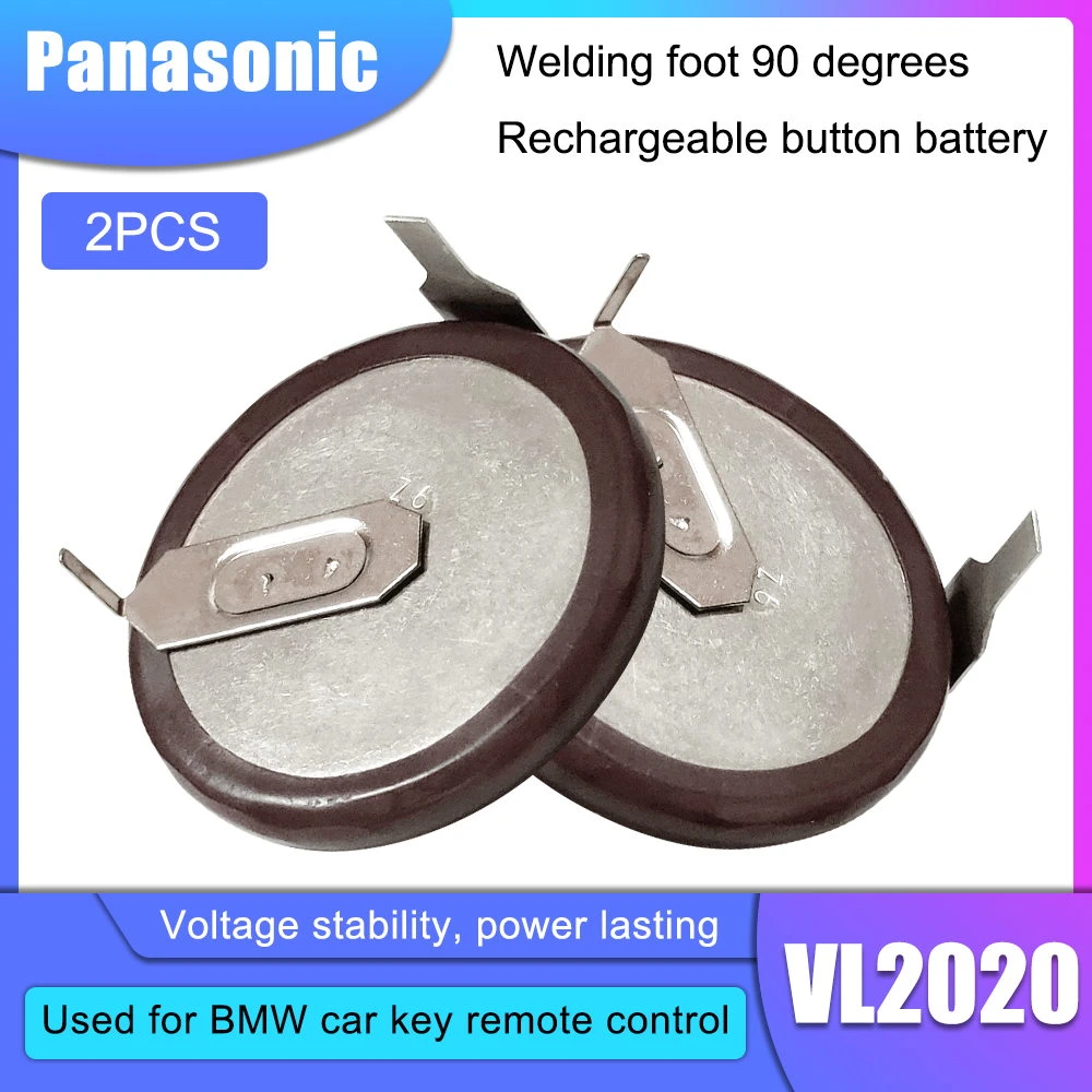 small button batteries 2PCS/lot 100% Original Panasonic VL2020 2020 Rechargeable Battery for car key remote Button Battery with 90 degrees pins lithium ion battery pack