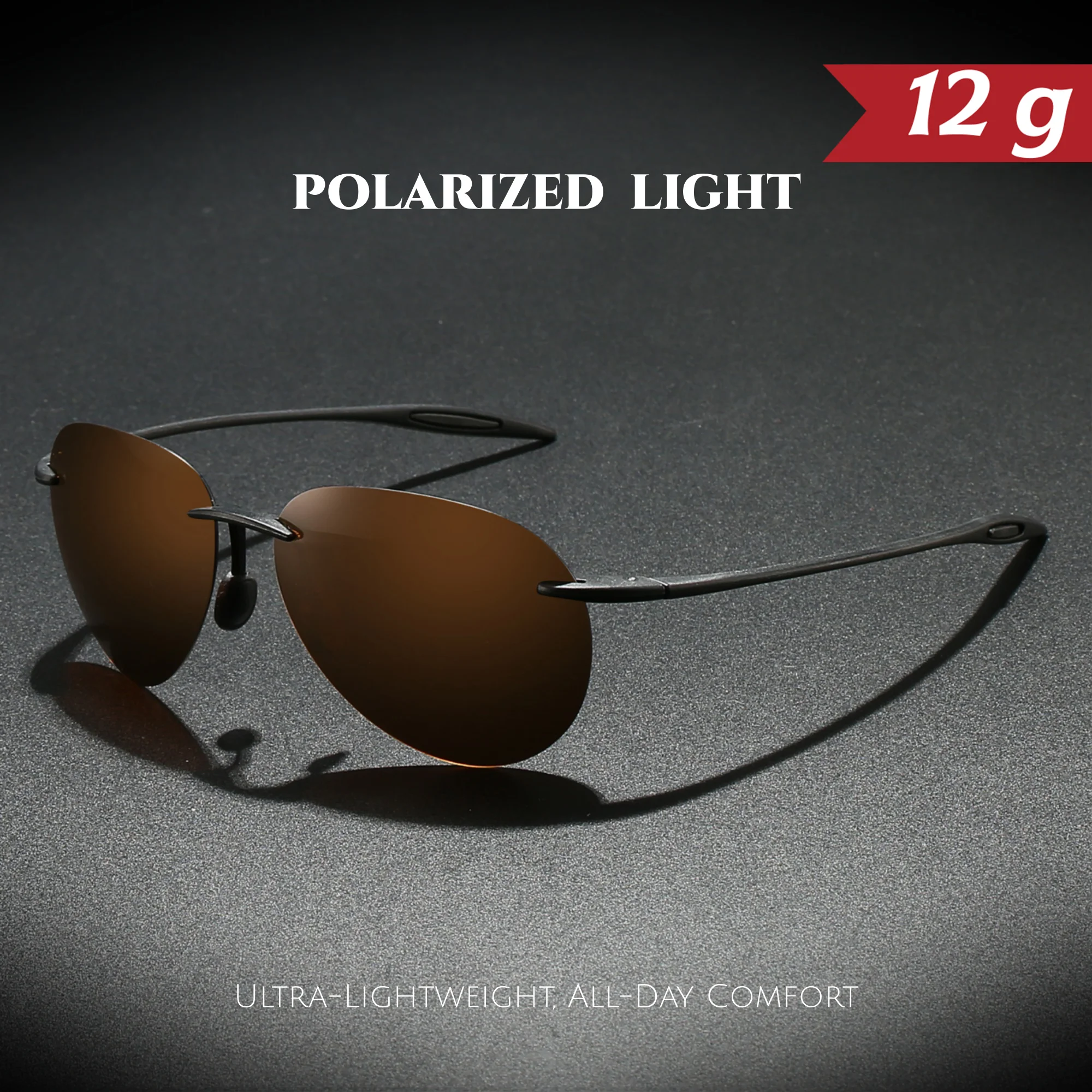 Ultraleichte 12 g TR90 rahmenlose polarisierte Piloten-Sonnenbrille – flexibel und bequeme Passform, Unisex zum Fahren, Angeln, Outdoor-Aktivitäten – Detail 14
