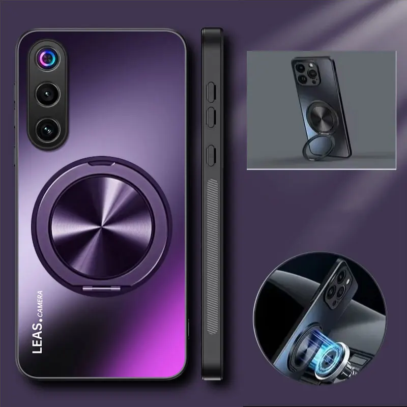 Magnetic Shockproof Matte Bumper Case with Wireless Charging Holder