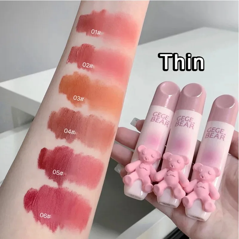 6 Color Girl's Velvet Matte Lipstick Blush Waterproof Long Lasting Cute Bear Lipgloss Non-Stick Cup Makeup Lip Tint Mud Cosmetic lip makeup lip glaze lip tint lip stain lip gloss