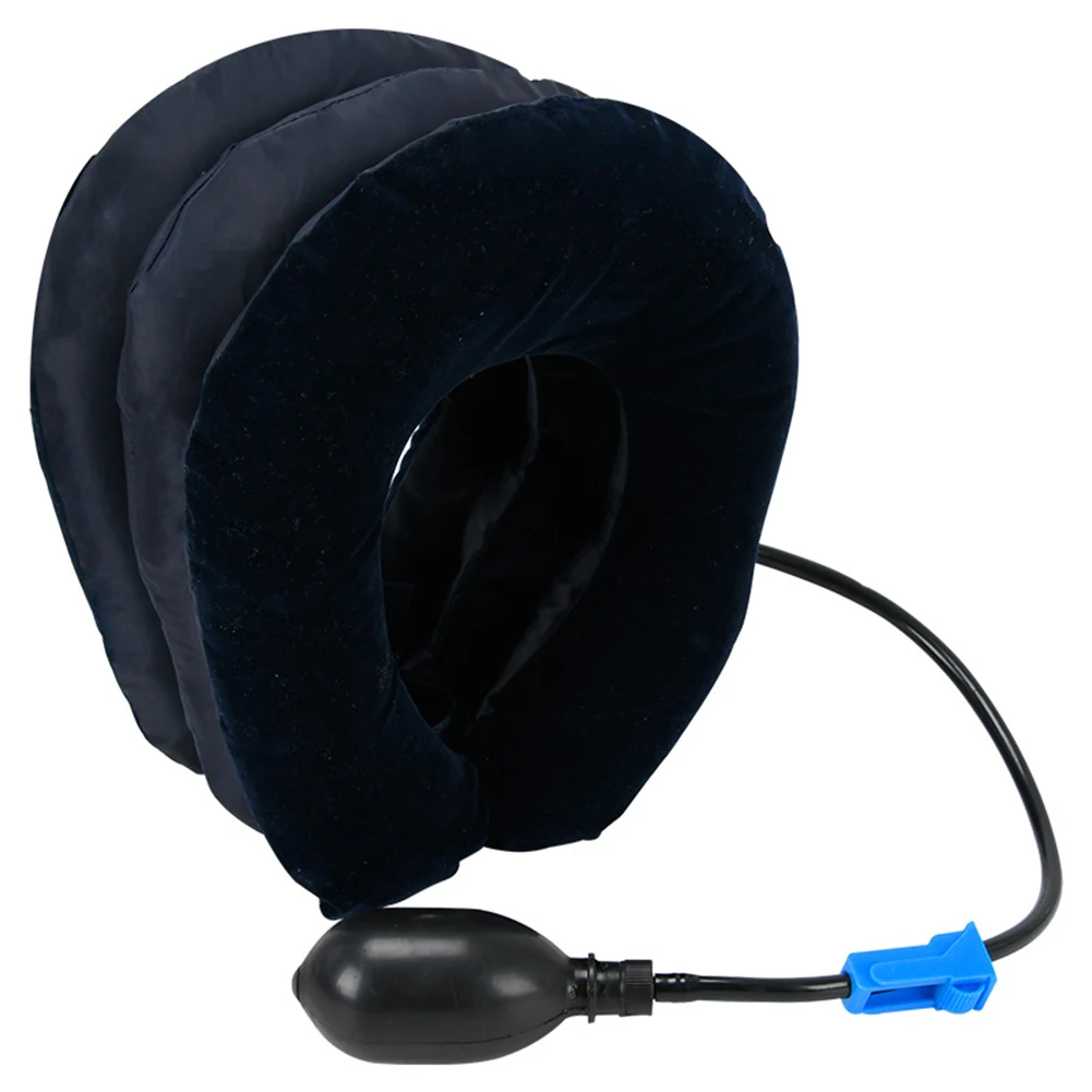 Inflatable Neck Pillow Relief Tractor Air Cervical Traction 3 Tubes Cervical Spine Massager Stress Relief for Home Office