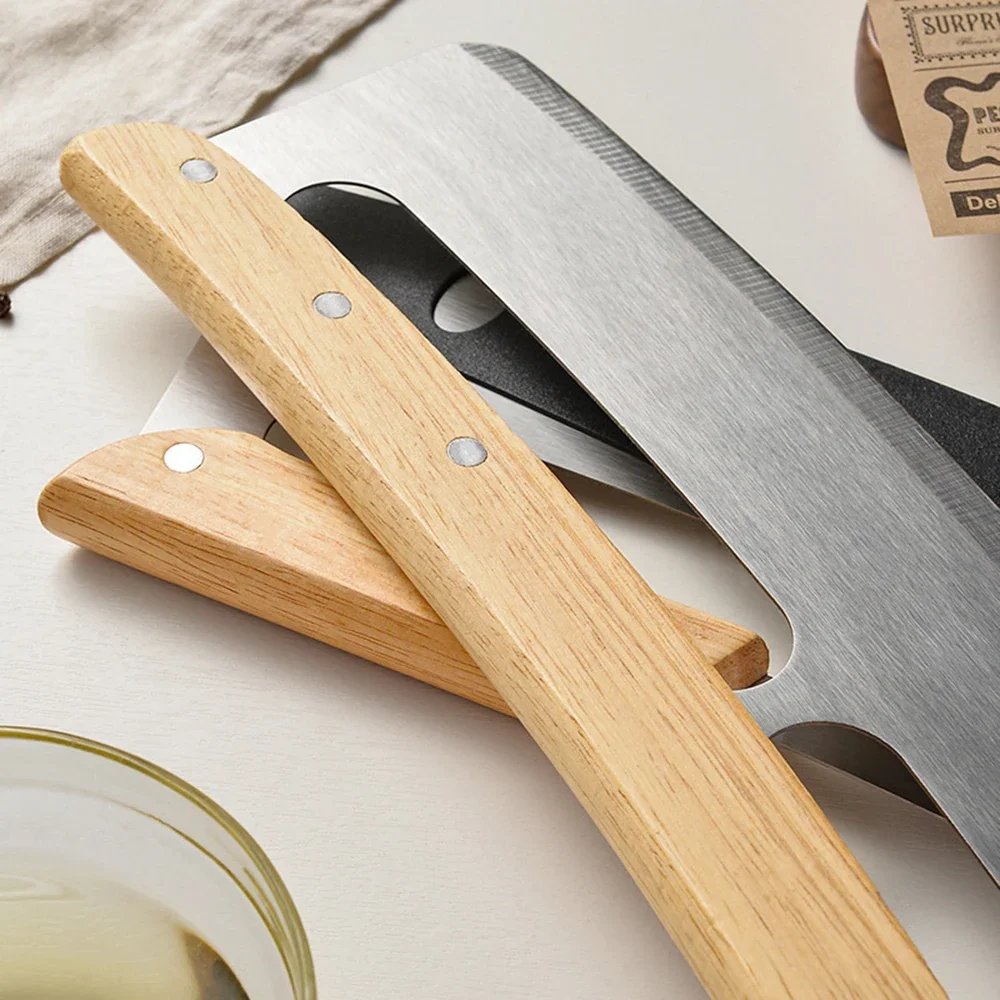 Wooden Handle 14 Inch Large Pizza Cutter Curved Blade Stainless Steel Cutter Semi Circular Shaver Baking Tool Pizza pizza cutter