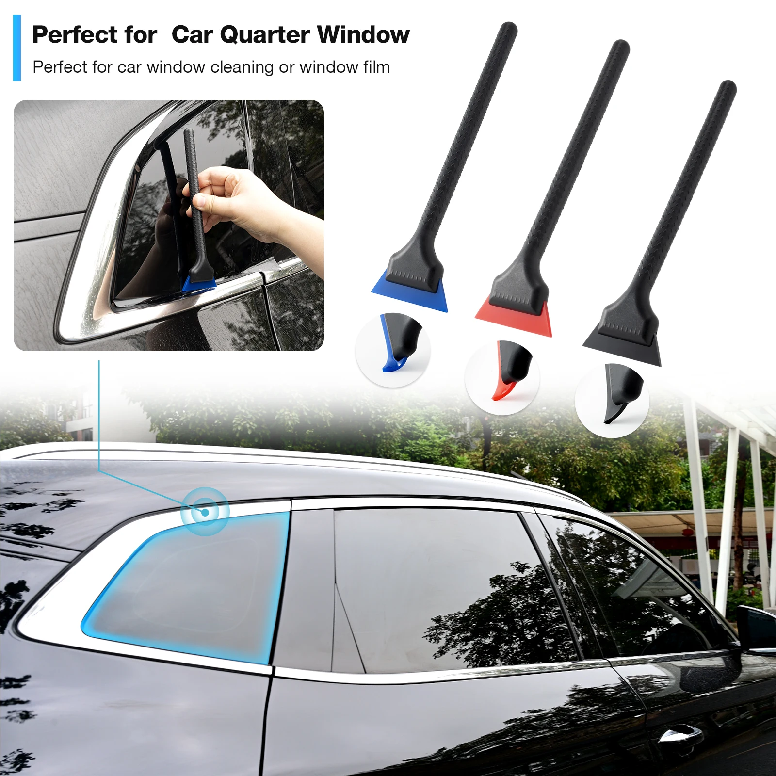 Car Wrapping Tools Automotive Film Tools Small Window Tint Mirror Squeegee Different Softness Rubber Blade Scraper Car Corner Windshield Handheld Cleaning Tool
