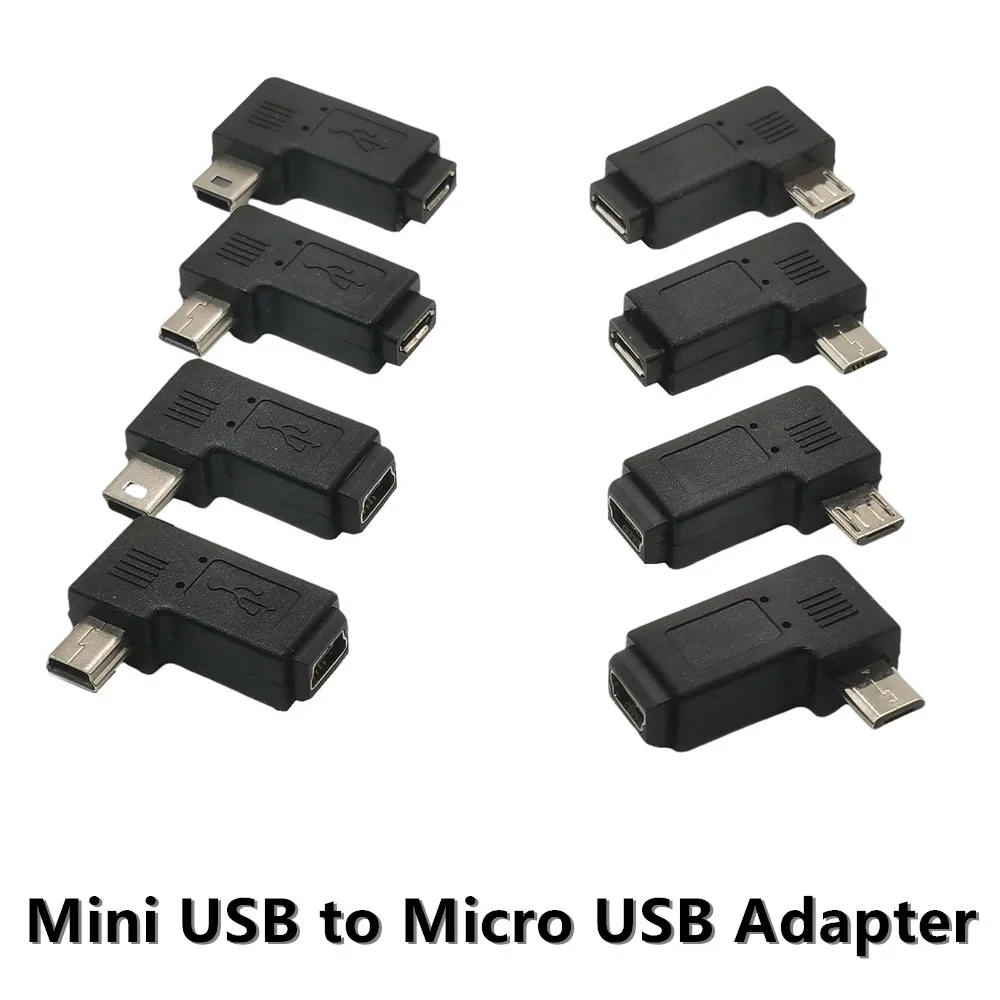 

90 Degree Left & Right Angled Mini USB 5pin Female to Micro USB Male Data Sync Adapter Plug Micro USB To Mini USB Connector