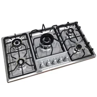 Five-hole Gas Cooktop Stainless Steel Built-in 5 Burners Stovetop LPG/NG Convertible Gas Stove Top Dual Fuel Hob 1