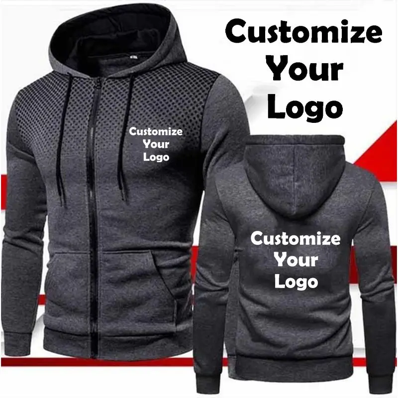 New Customized Fashion Men's Hoodie Casual Zipper Jacket Cotton Wool Warm Hoodie Sportswear High Quality Hip Hop Sportswear